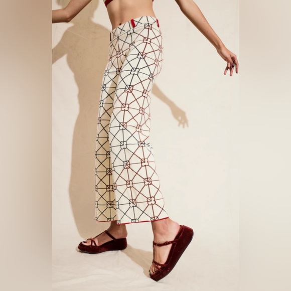 YanYan Knits June Print Jacquard Organic Cotton Knit Pants, size XS - Picture 1 of 9